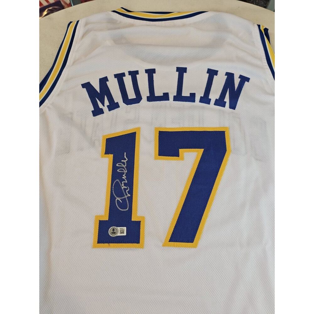 Chris Mullin Autographed/Signed Jersey Beckett Sticker White Custom Jersey
